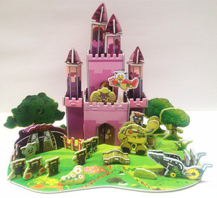 3d立体纸质泡沫拼图 儿童益智玩具 学生手工制作 狼堡大行动