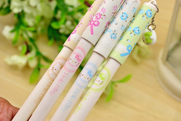 天卓31331 hello kitty可爱挂件中性笔 小清新学生水笔碳素笔