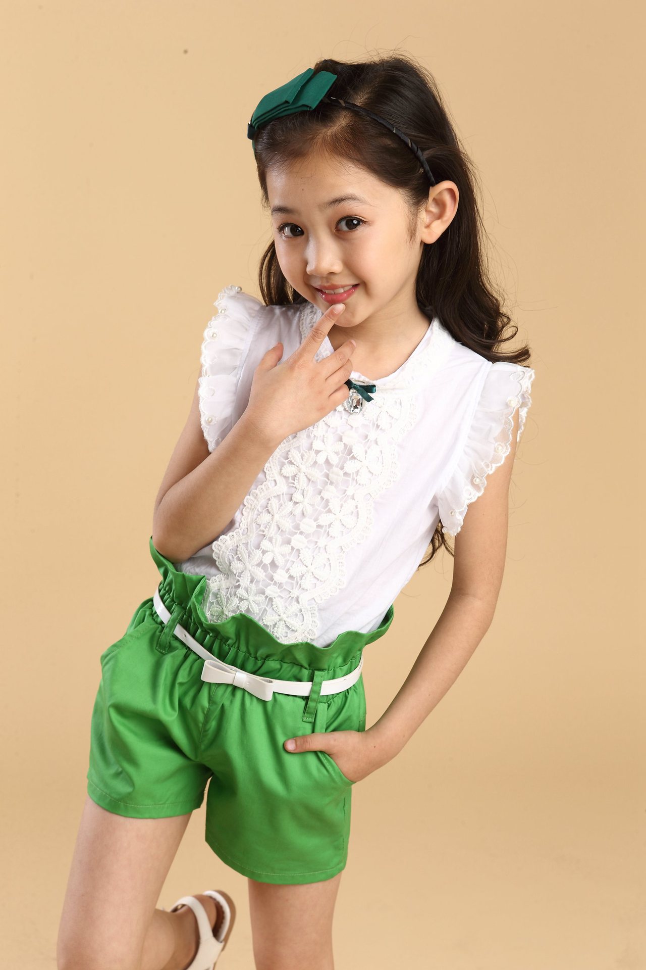 女童夏装2014新款韩版儿童衣服 中大童休闲短裤运动套装 一件代发图片