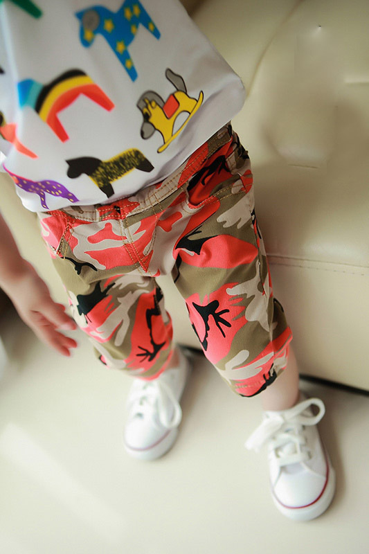 麻麻爱韩版童装 宝宝个性迷彩军裤中裤 儿童童裤 品牌童装