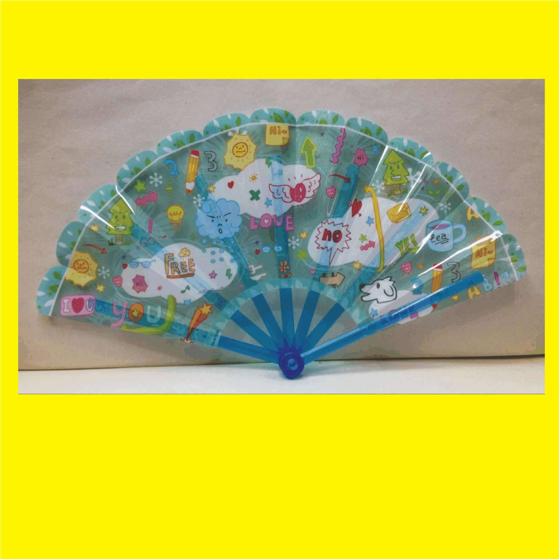 新品【英文大胶扇】适合学生 年轻人 款式多 颜色鲜艳 独立包装