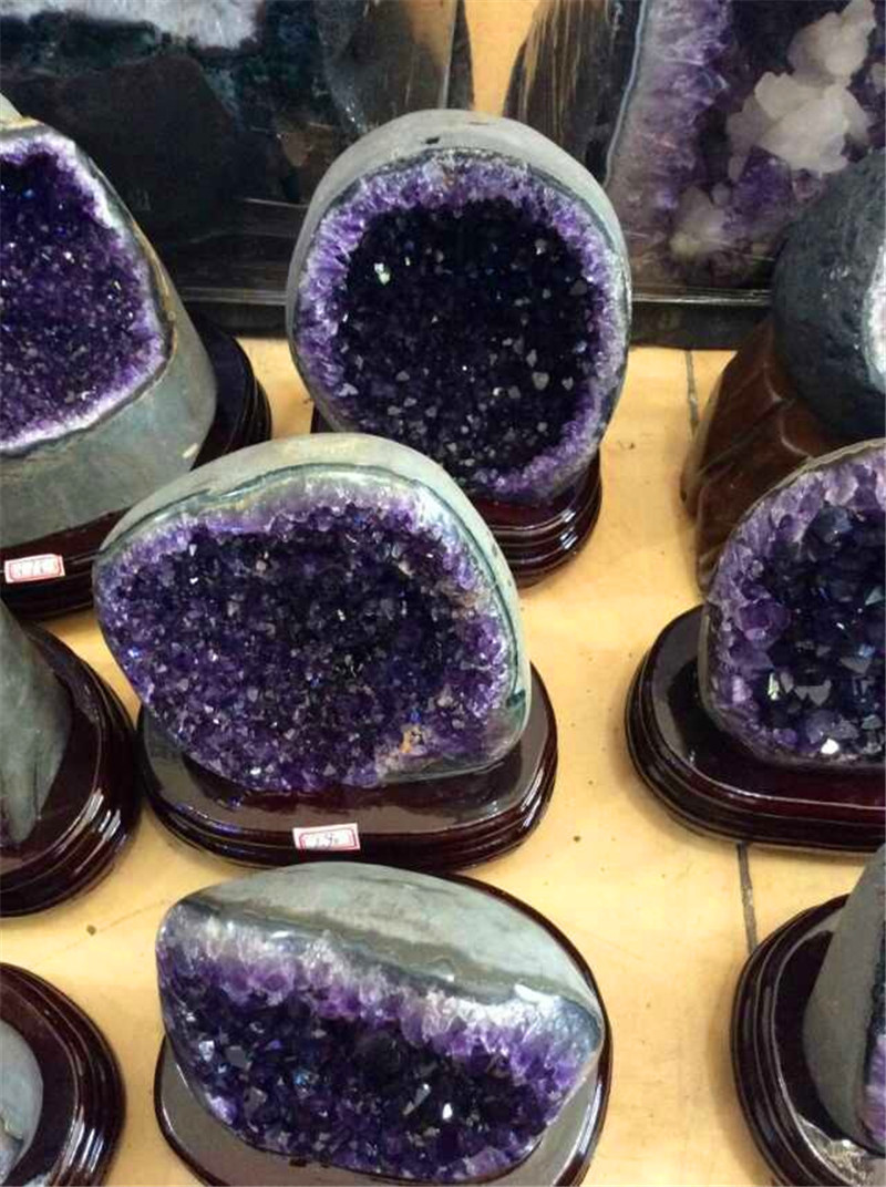 巴西天然水晶原矿摆件 紫晶块水晶块紫晶洞紫晶簇消磁防