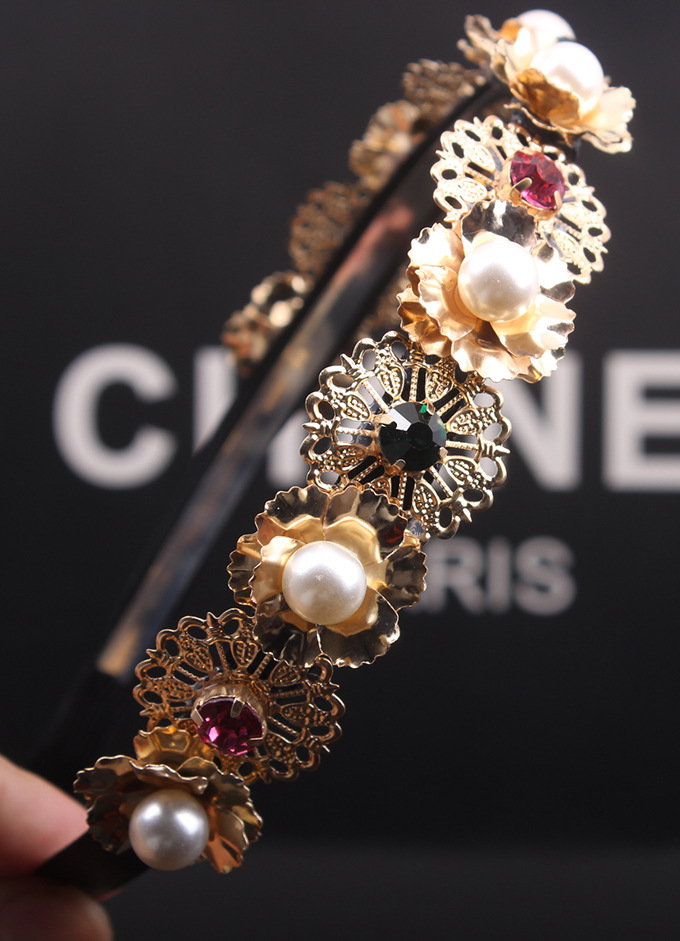 x06 韩国时尚 镂空花朵镶钻发箍头箍女韩版时尚欧美配饰品批发