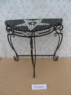藤铁之乡 铁艺桌子 铁艺小茶几 高品质家具 铁艺半圆桌子 可定做