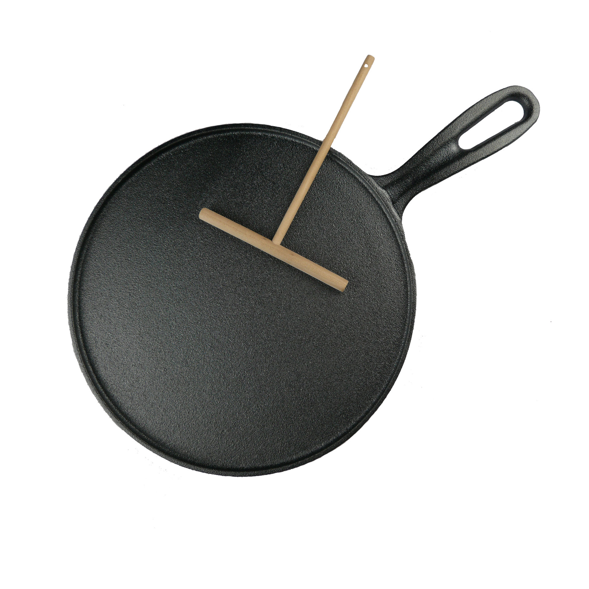 铸铁煎饼锅 平底煎盘煎锅 煎蛋盘 披萨烤盘 送工具直径26