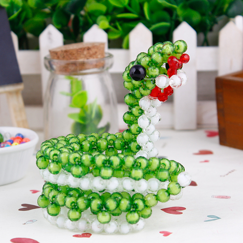 十二生肖串珠工艺品 串珠动物/手工串珠成品批发【水晶青涩小蛇】