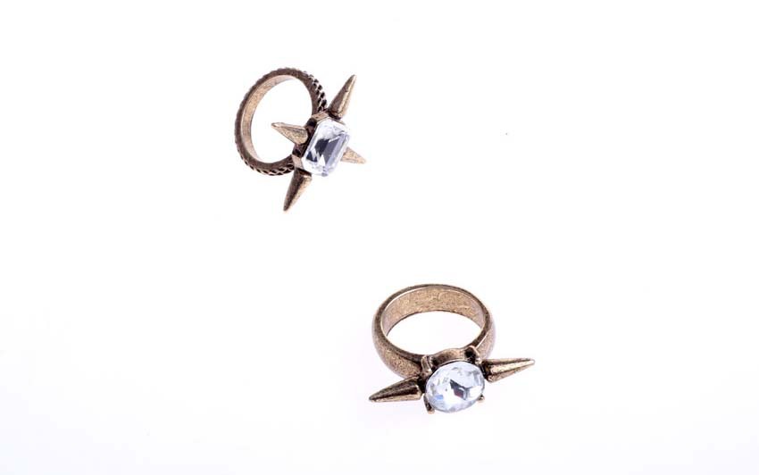 欧美外贸饰品批发 大牌款复古戒指 宝石刺指环关节戒指r-0306