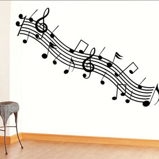 黑色风情律动的音符墙贴 时尚卧室书房琴房客厅装饰贴画dm57-0143