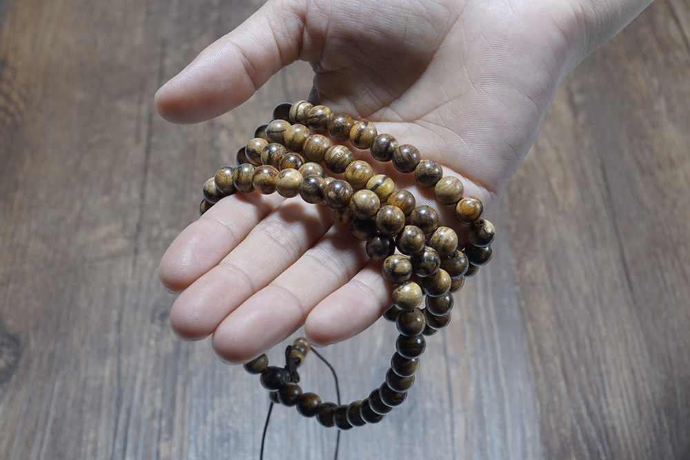 佛珠厂家直销正宗花奇楠手链108颗天然檀香木佛珠男女手串批发