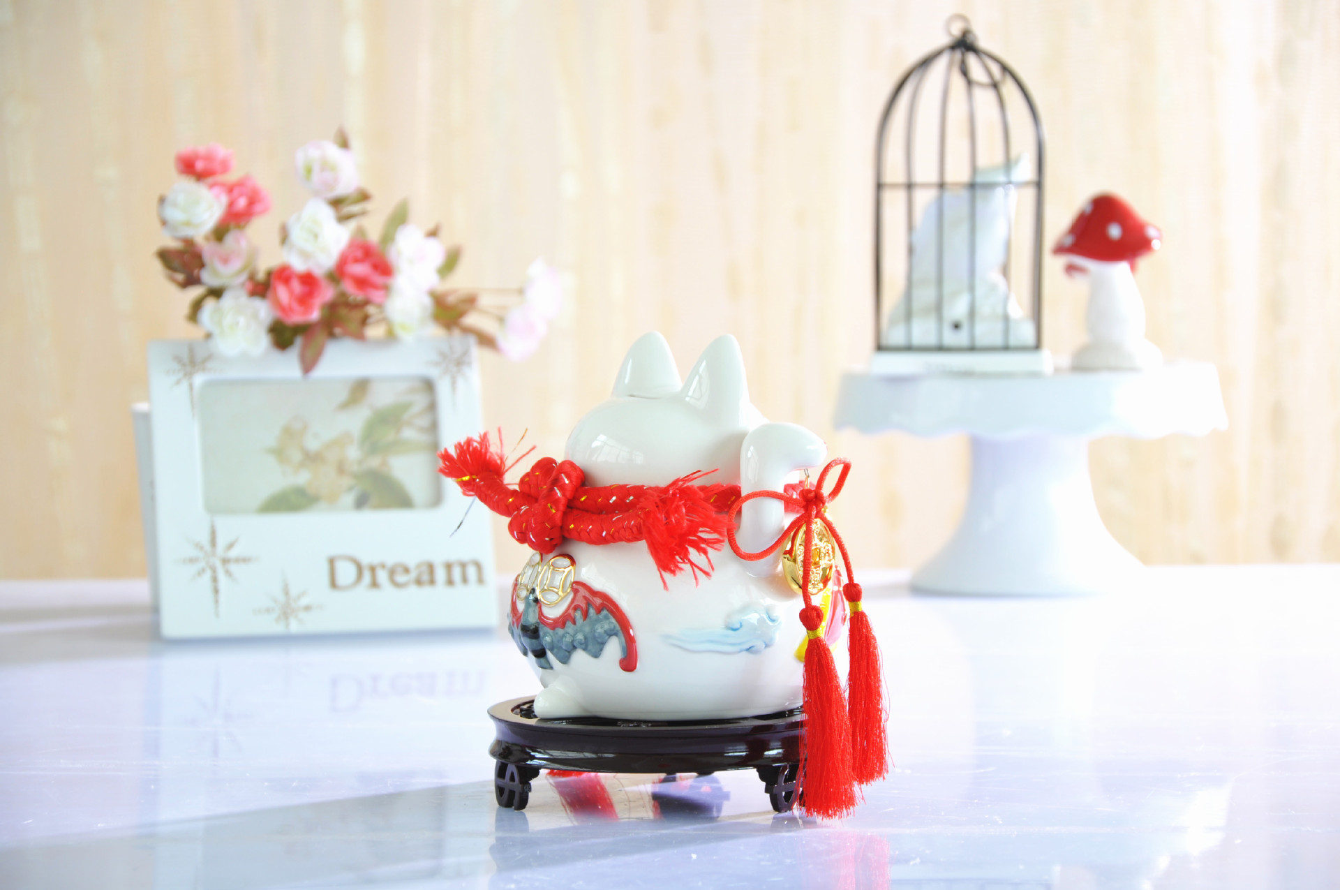 万亿堂中国风招财猫 开业礼品摆件存钱储蓄罐招财猫 大号财福双收