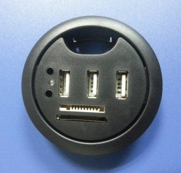 厂家直供 桌面combo usb hub 读卡器带耳机 圆形3口usb 智能家居