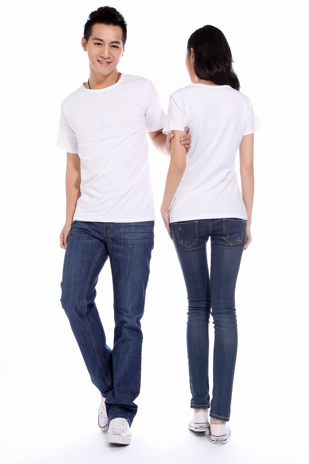 工厂直销 2014春夏新款圆领空白纯棉t恤 情侣装t恤