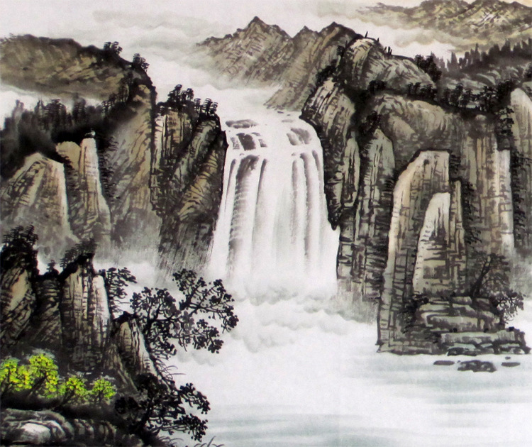 谣画坊纯手绘山水画批发 专业画师免费题款lx16】价格,厂家,图片,国画