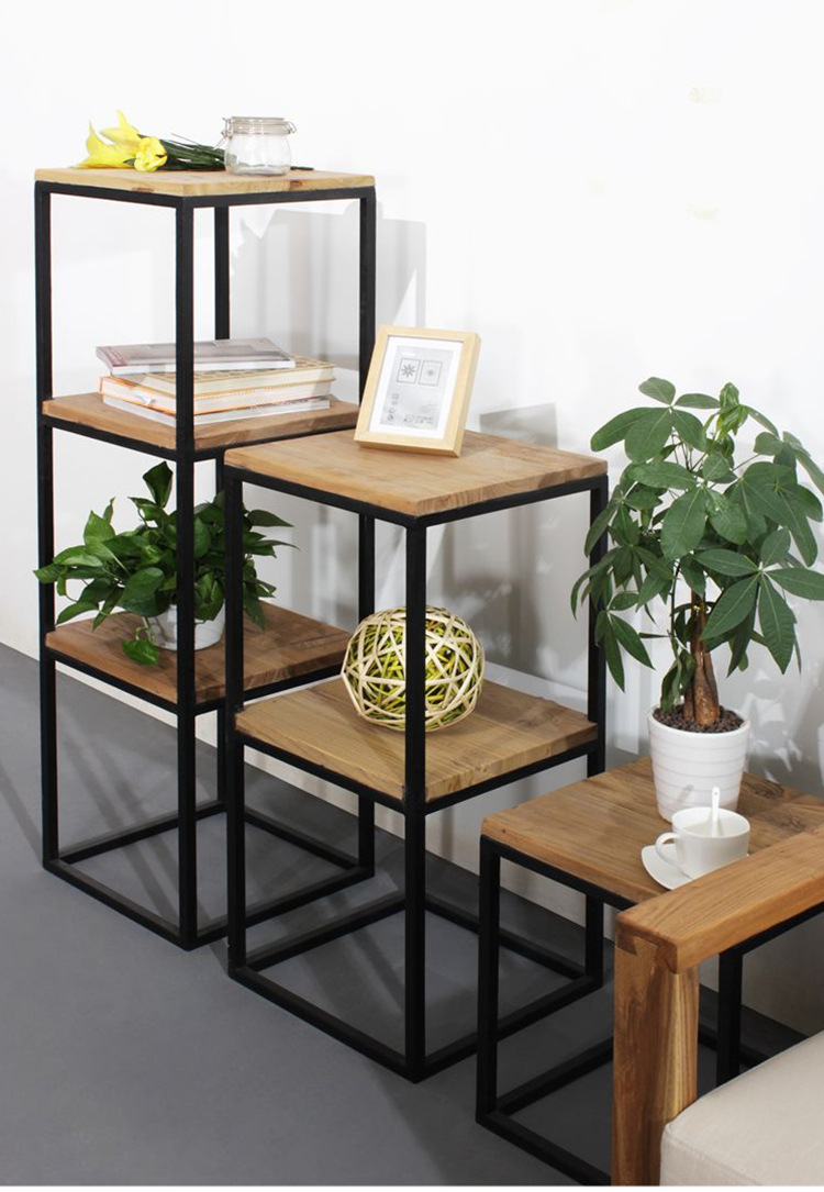 欧式老松木花架 多层铁艺落地花架 客厅实木阳台花架 厂家直销