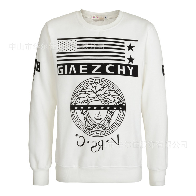 韩国代购stayclassy复古巴洛克图案蒙眼美杜莎黑白两色字母卫衣