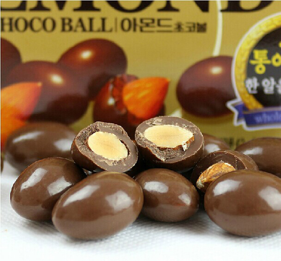 韩国进口食品巧克力lotte乐天扁桃仁夹心巧克力豆42g/盒 40盒/箱