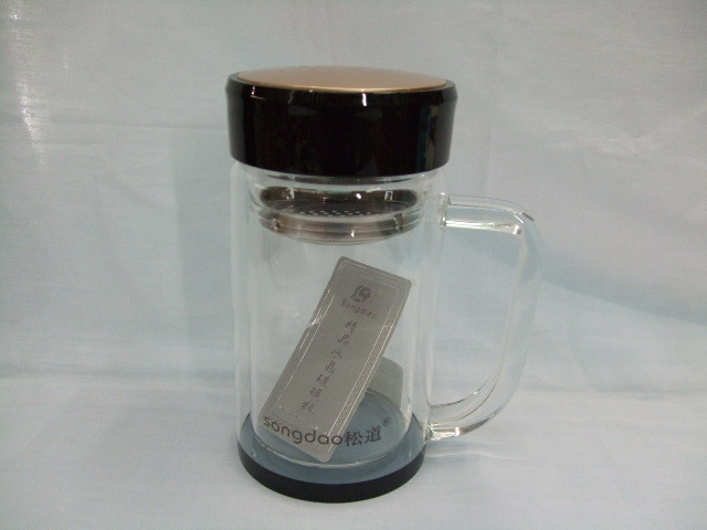 厂家直销松道双层水晶玻璃杯 水杯 办公杯