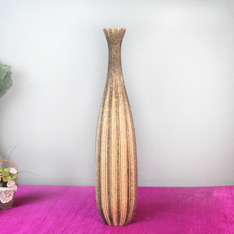 原始材料 木头粉压制工艺品 diy自绘粗坯棱角花瓶 装饰插瓶