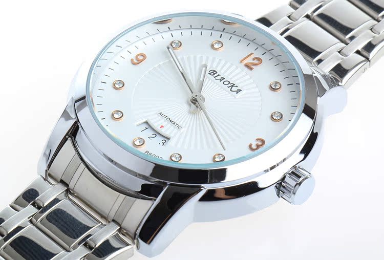 标卡品牌 男表 油压立体钻面钢带防水日历 自动机械表 男士手表