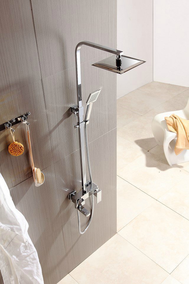 【直销淋浴花洒套装双花洒全铜卫浴冷热水龙头大顶喷带升降杆可贴牌】