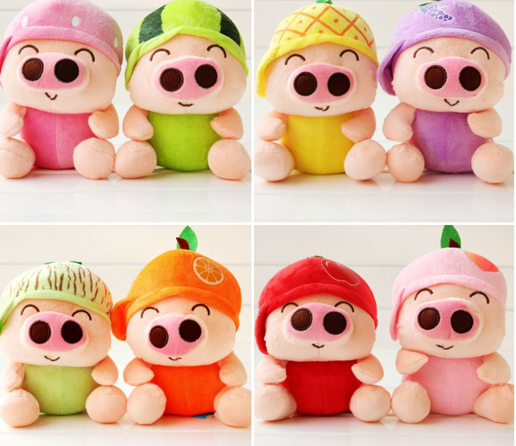 创意生日礼物水果猪毛绒玩具麦兜猪婚庆娃娃促销地摊毛绒公仔批发