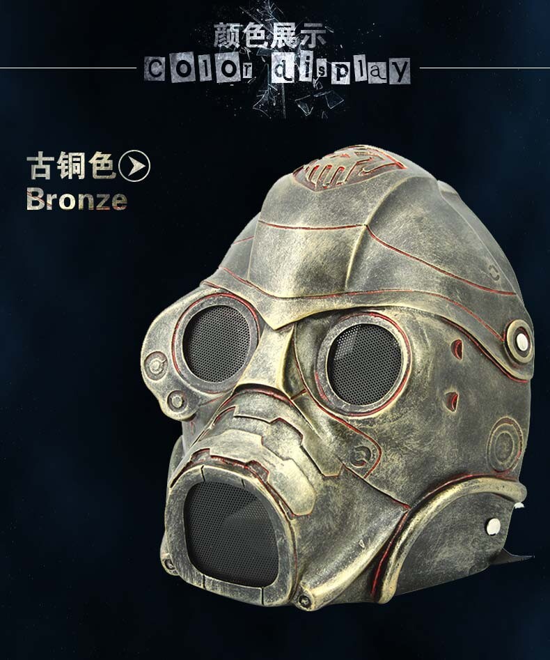 万圣节恐怖辐射3幽灵面具树脂cs防护防毒面罩男士cos生化危机废土