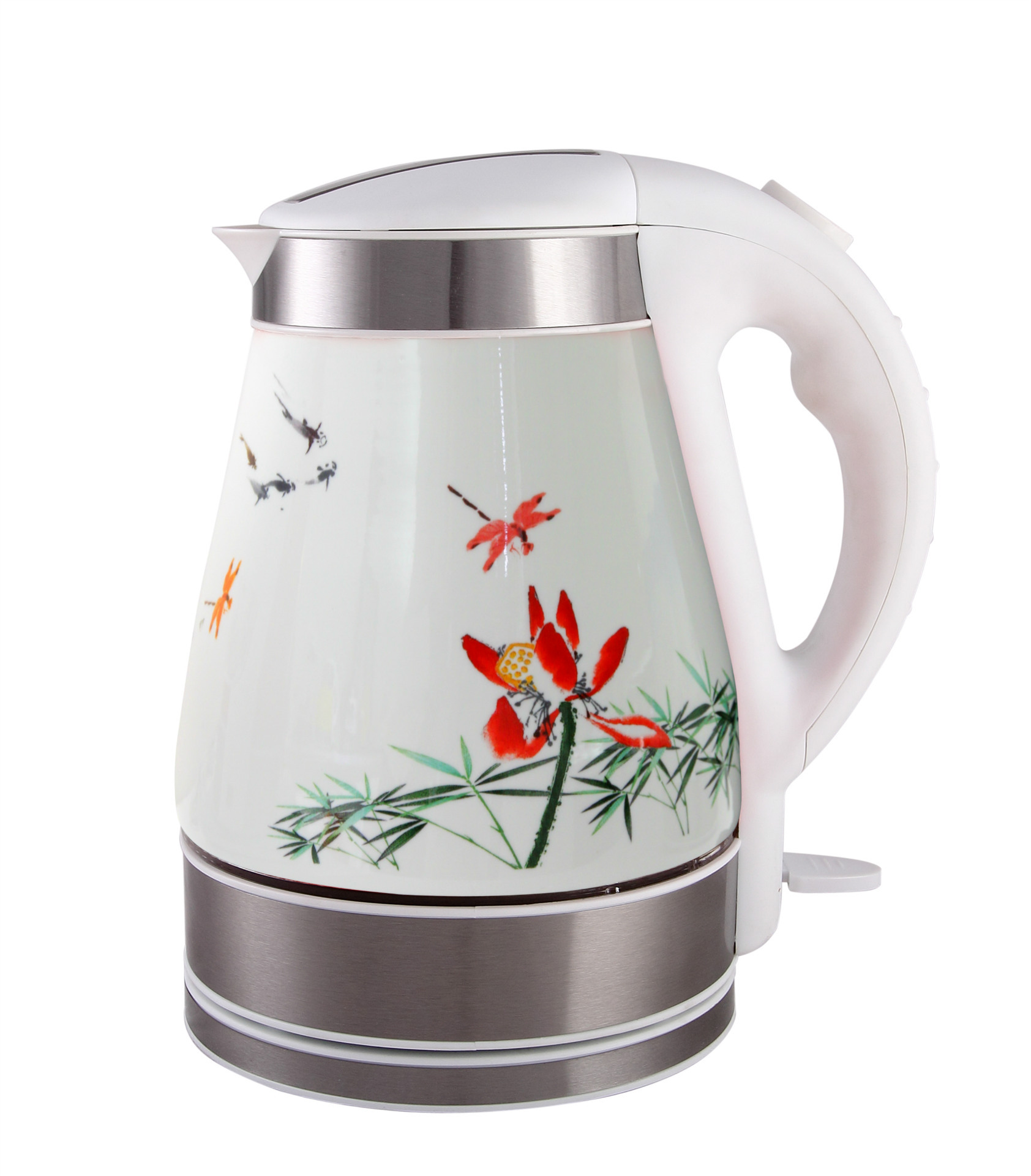 长城瓷艺,陶瓷电水壶——蜻蜓荷花(1.7升机械版)