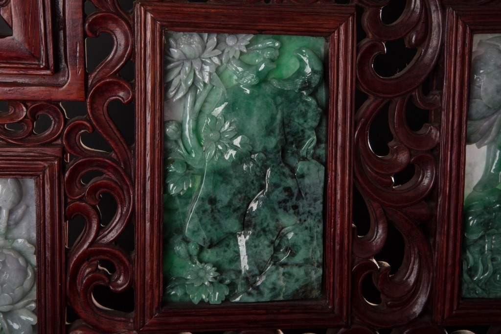 缅甸玉天然翡翠a货 老料糯种屏风翡翠摆件 春夏秋冬 可出证书