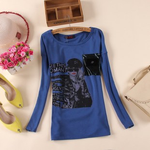 b3-1 专柜货 优质柔软舒适面料 镶马毛 百搭圆领长袖t恤