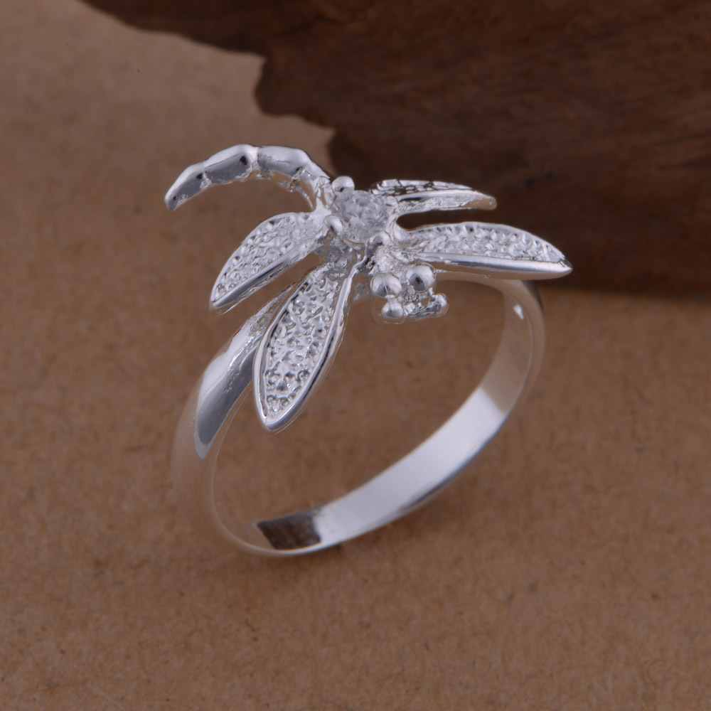 外贸饰品批发 925纯银 镀银戒指 韩版创意蜻蜓戒指 大量现货