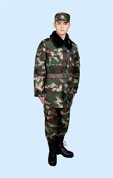 武警冬季迷彩服大衣图片