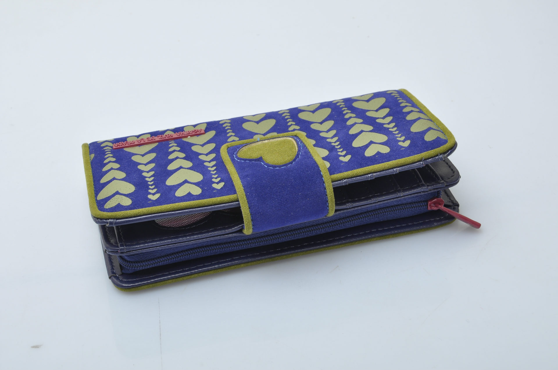 日韩风双色丝印心型女士钱包加工定制 撞色滚边印花心型票夹定做