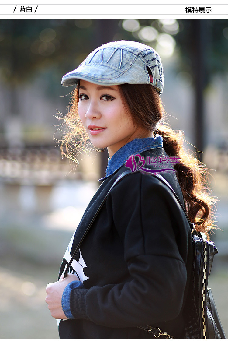 dg1639韩版时尚鸭舌帽 两边带扣可调节牛仔帽前进帽子 女士帽子