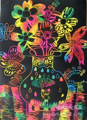 特a4炫彩刮画纸10张入送竹笔diy画画创作刮画纸批发