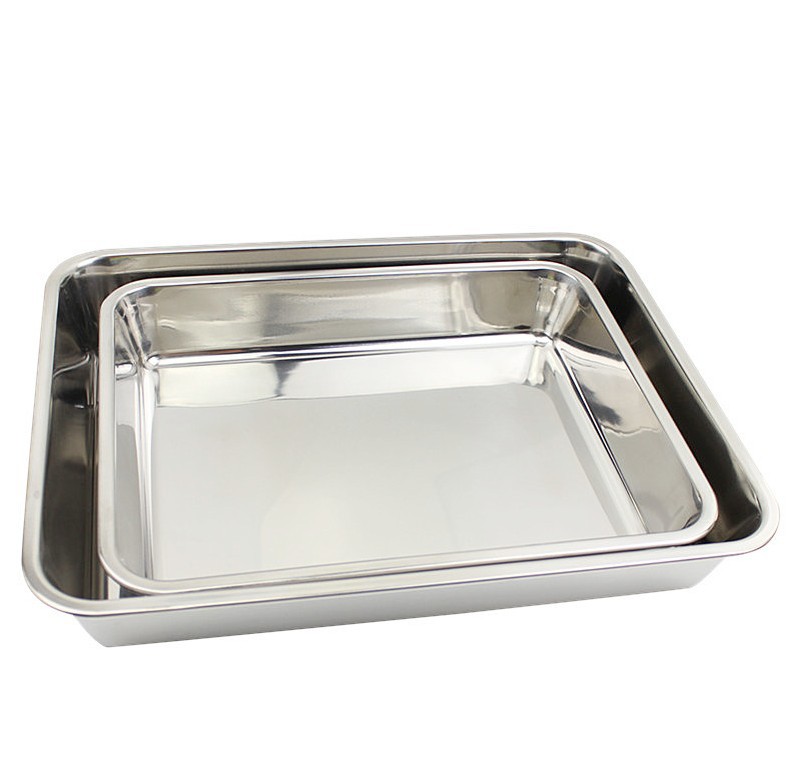 不锈钢深盘 加深加厚不锈钢方盘 08厚平底方形烤盘7cm深厂家直销