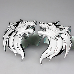 汽车装饰贴 改装个性车标 狼头标 野兽车贴 金属狼标 中网标 尾标