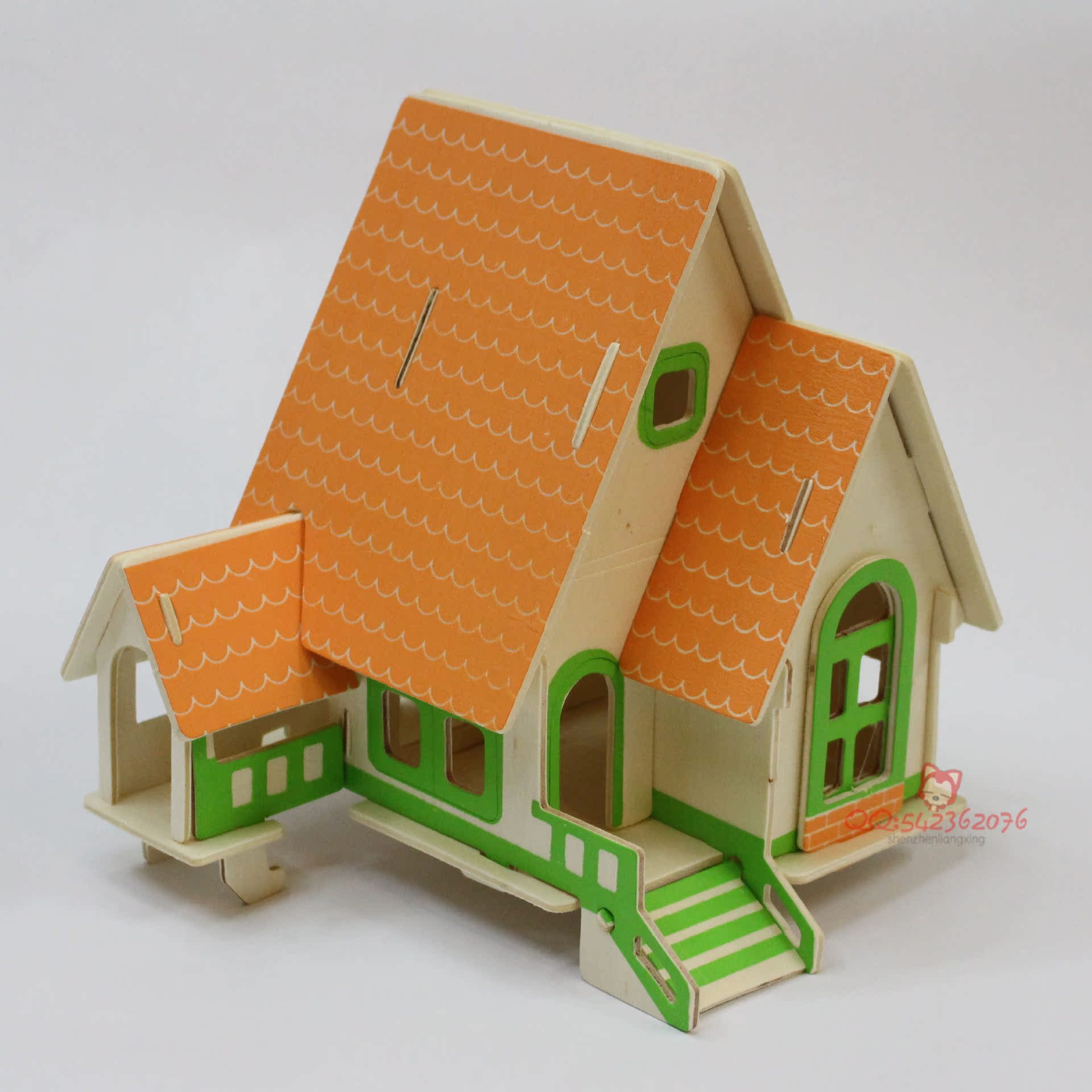 批发摆地摊热销3d木质立体拼图diy儿童益智玩具森林木屋模型拼图