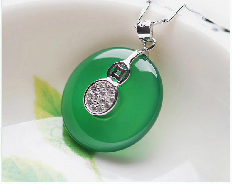 缅川 天然极品绿玉髓平安扣吊坠 天然玉石玉髓平安玉扣