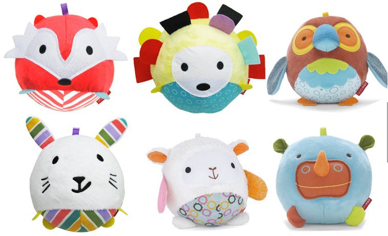 广东深圳动物造型婴儿铃铛手抓球 益智玩偶宝宝安抚玩具球形公仔代发