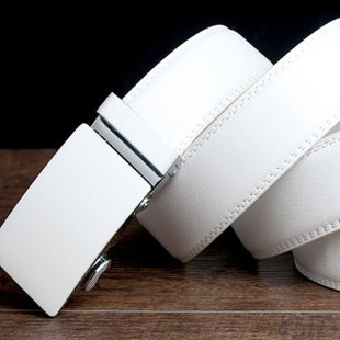 男士皮带 真皮 纯白色情侣自动扣腰带男裤带女韩版潮流滑道裤带