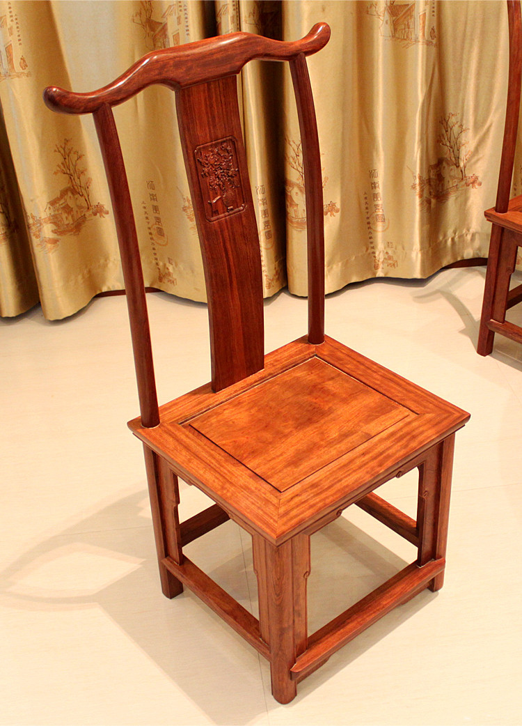 黄花梨红花梨巴西花梨官帽椅 原木椅子 古典实木茶椅 牛头餐椅
