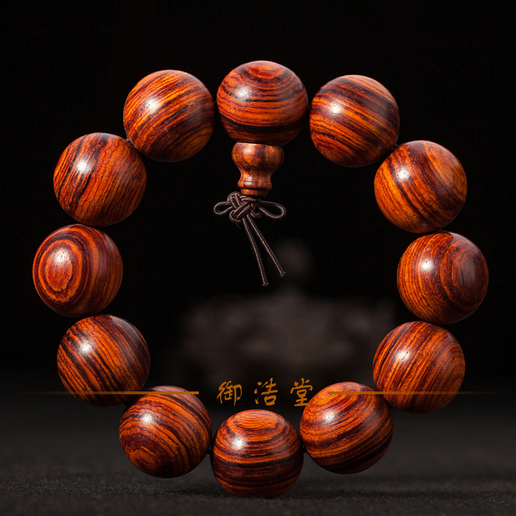 极品白酸枝手串20mm佛珠顺纹小孔精工手链似海南黄花梨批发