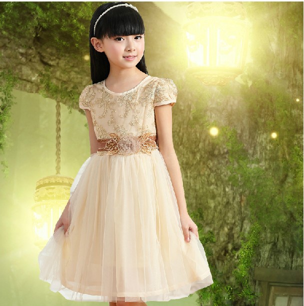 童装2015女童爆款骨头丝公主连衣裙 欧美新品夏季装中大童连衣裙