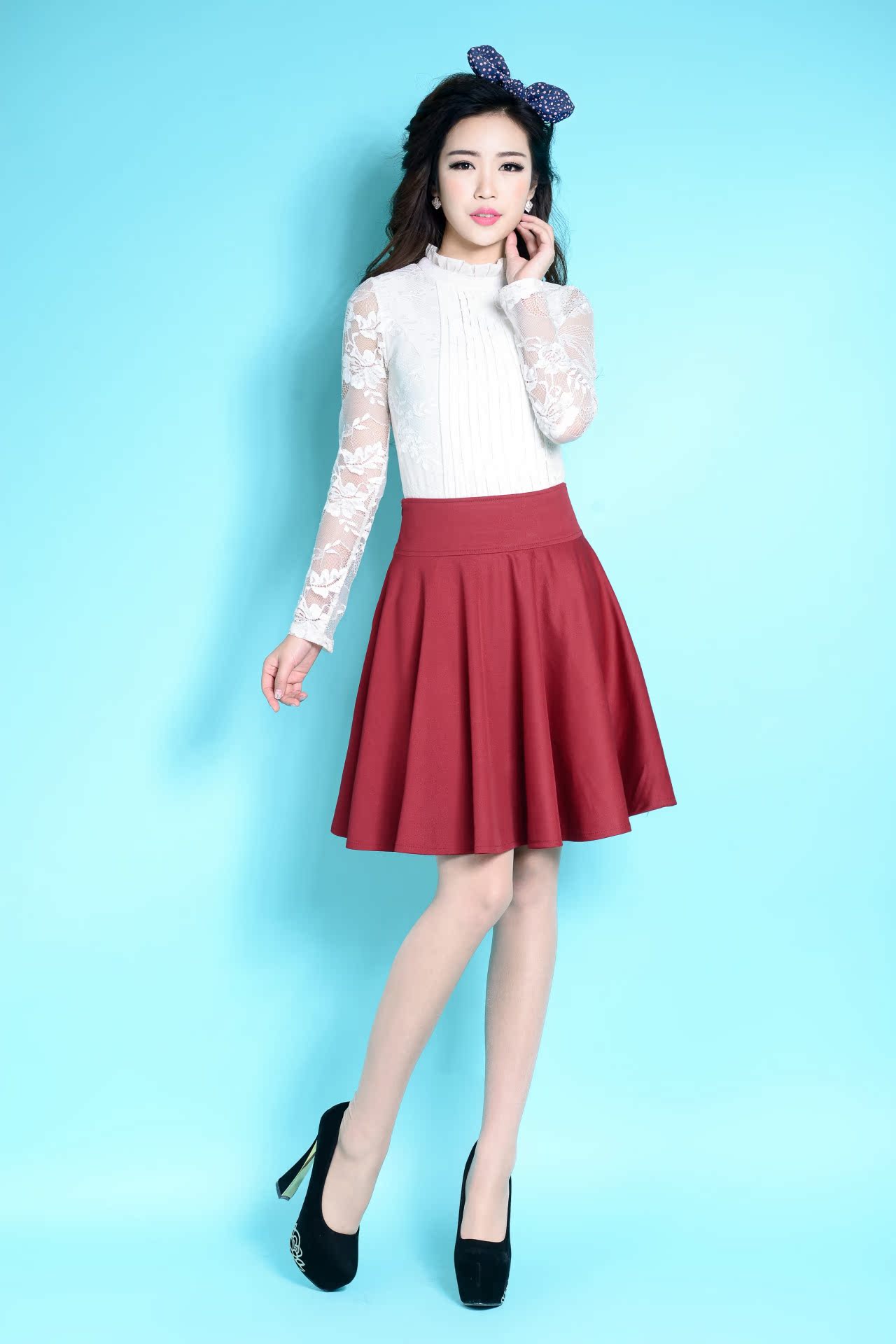 2015秋季新款高腰显瘦复古大摆半身裙伞裙