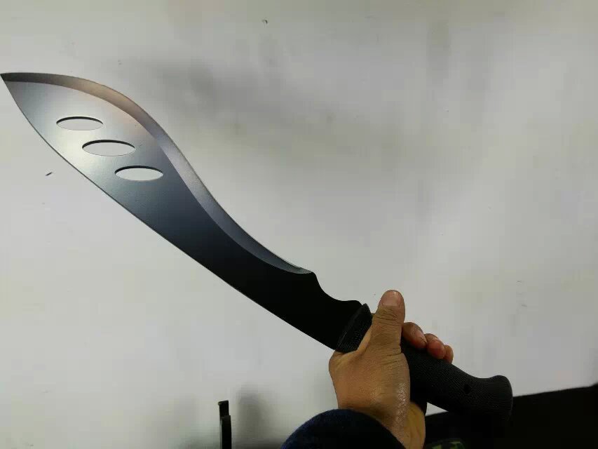 新款三眼黑面尼珀尔 龙泉刀 户外开山野营 短柄刀 一体刀 未开刃