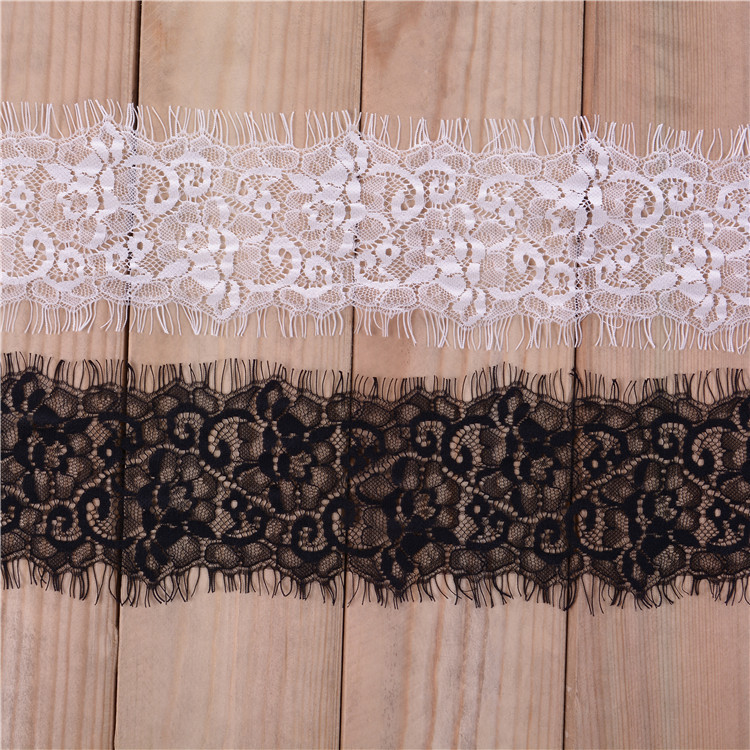 现货批发蕾丝面料 高档服装辅料经编蕾丝花边 弹力睫毛花边