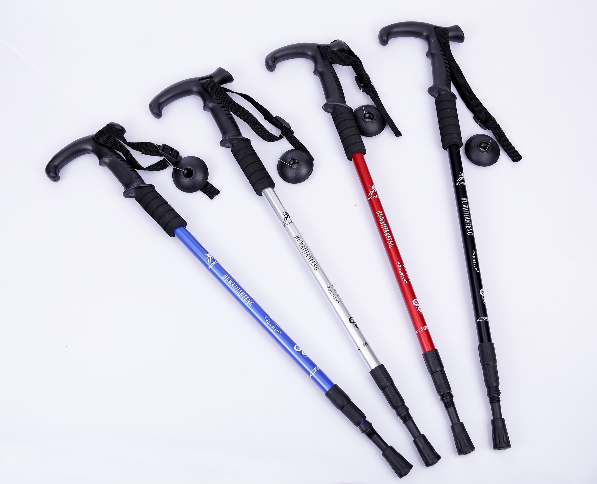 户外尖锋 超轻铝合金避震折叠登山杖手杖批发户外伸缩拐杖