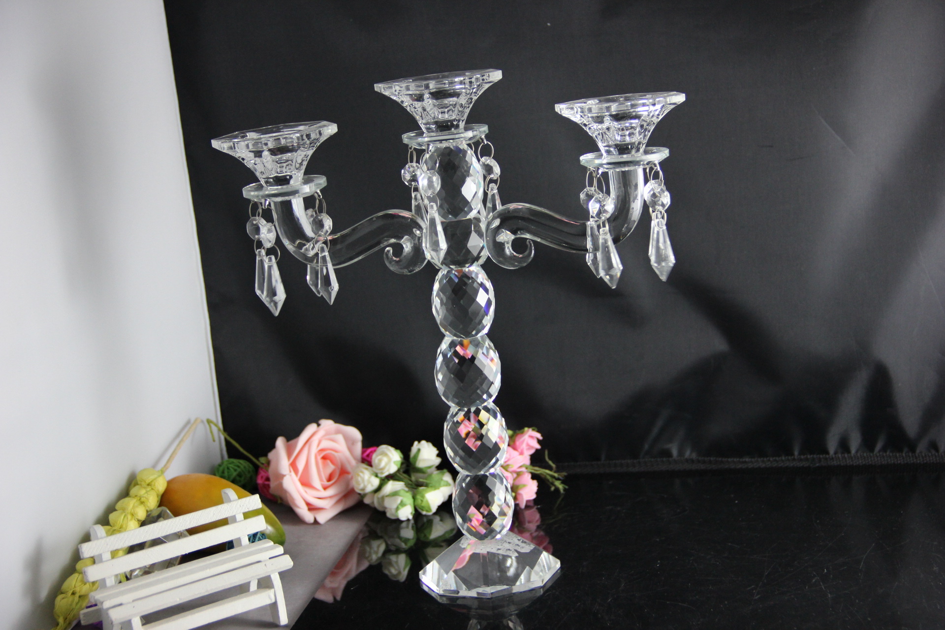 高端水晶烛台摆件 欧式复古水晶烛台 婚庆婚礼烛台摆件 时尚奢华