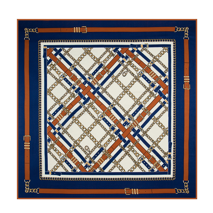 【大牌b家皮带链条拼接 高端真丝斜纹丝巾方巾围巾130cm*130cm】浙江