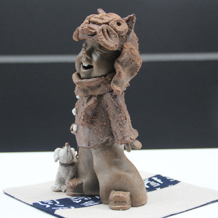 爱玉 石湾公仔手工陶艺摆件 陶瓷人物艺术品 创意古陶摆设 二